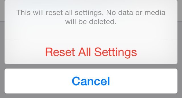 reset settings