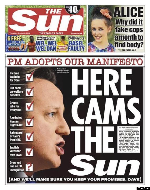 The Sun Leads Almost Universal Press Praise For David Cameron's ...