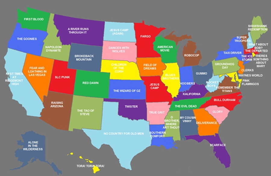 The United States Of Movies Map Assigns A Flick To Every State Picture Huffpost