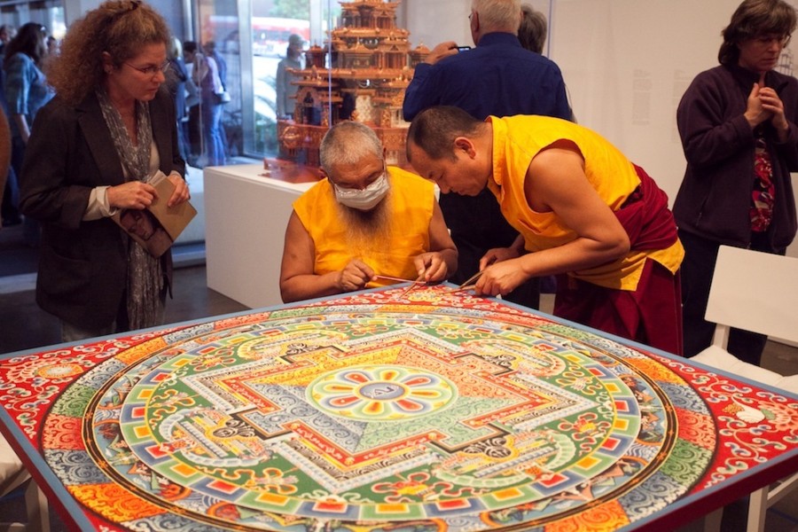 Tibetan Monks Create Wildly Intricate Sand Painting Before