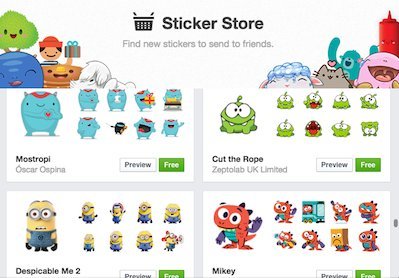 Facebook sticker shop comment