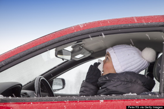 woman tissue cold car