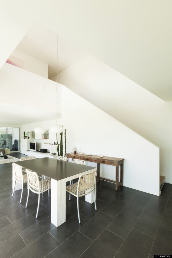 black and white dining room