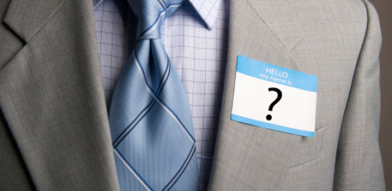 man blank name tag