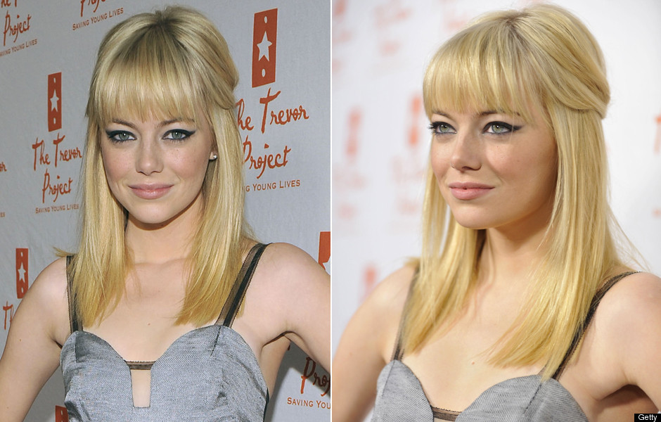 Emma Stone Debuts Blonde Do With Bangs Photos Poll Huffpost Life