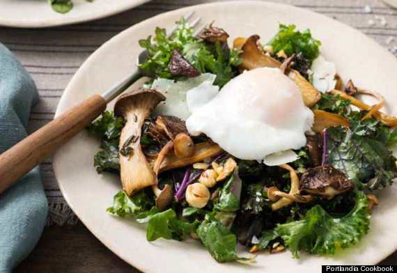 roasted wild mushrooms with foraged greens and haz