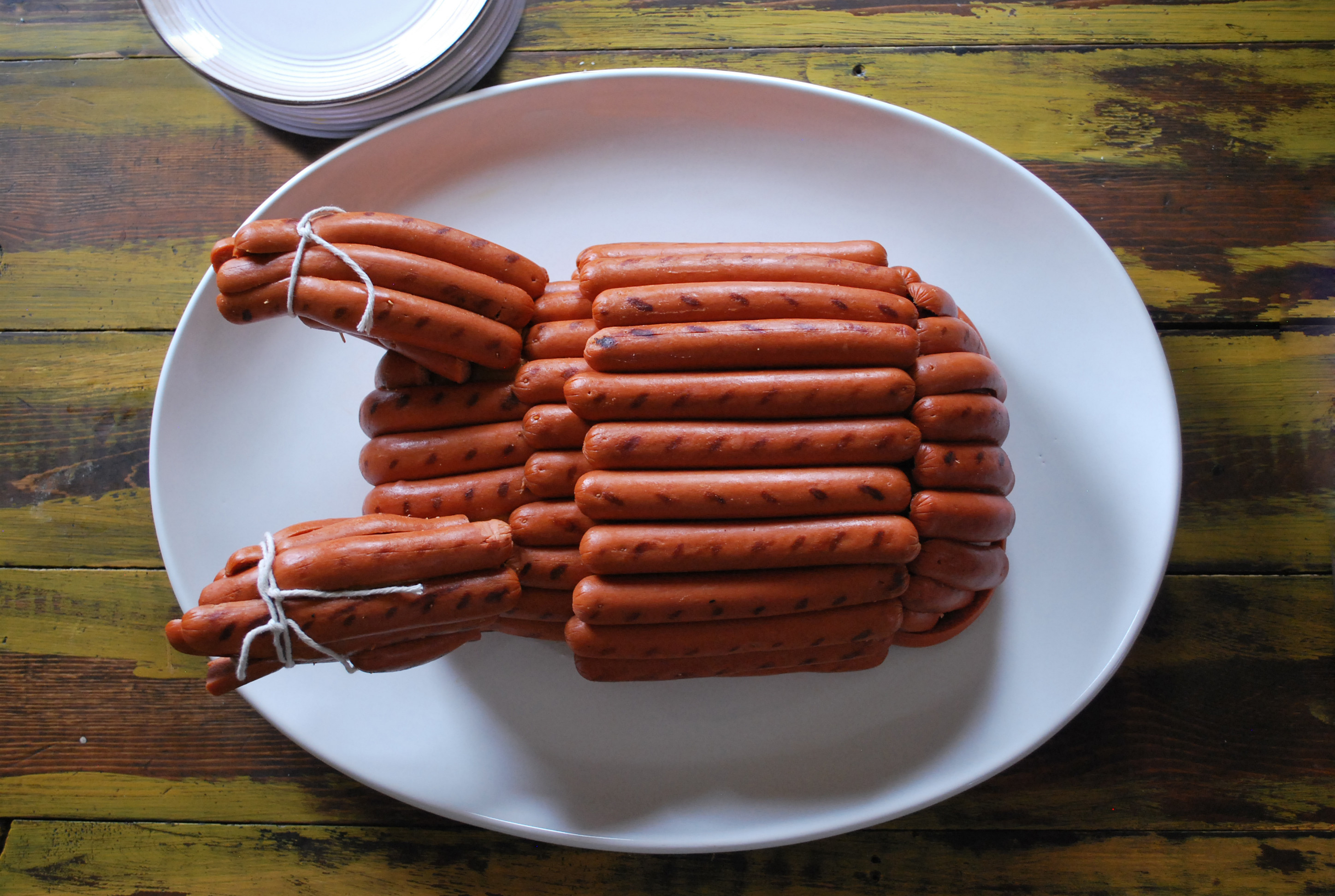 This Is A Turkey Made Out Of Hot Dogs