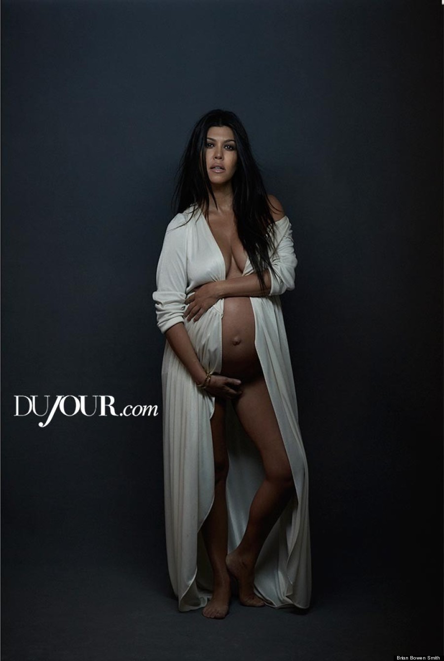 Pregnant Posing Nude - Pregnant Kourtney Kardashian Poses Nude For DuJour Magazine ...