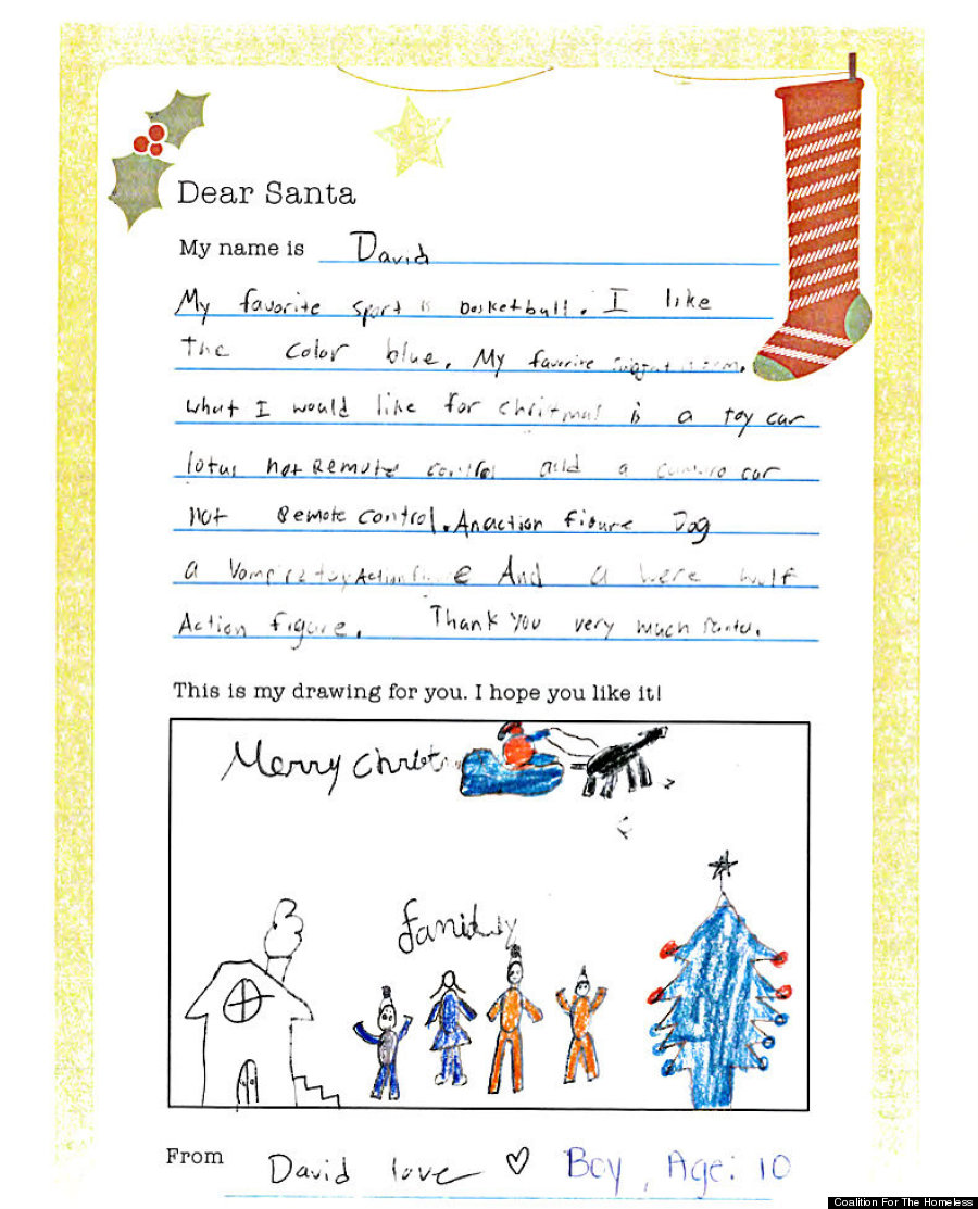 santa claus homeless kids letters