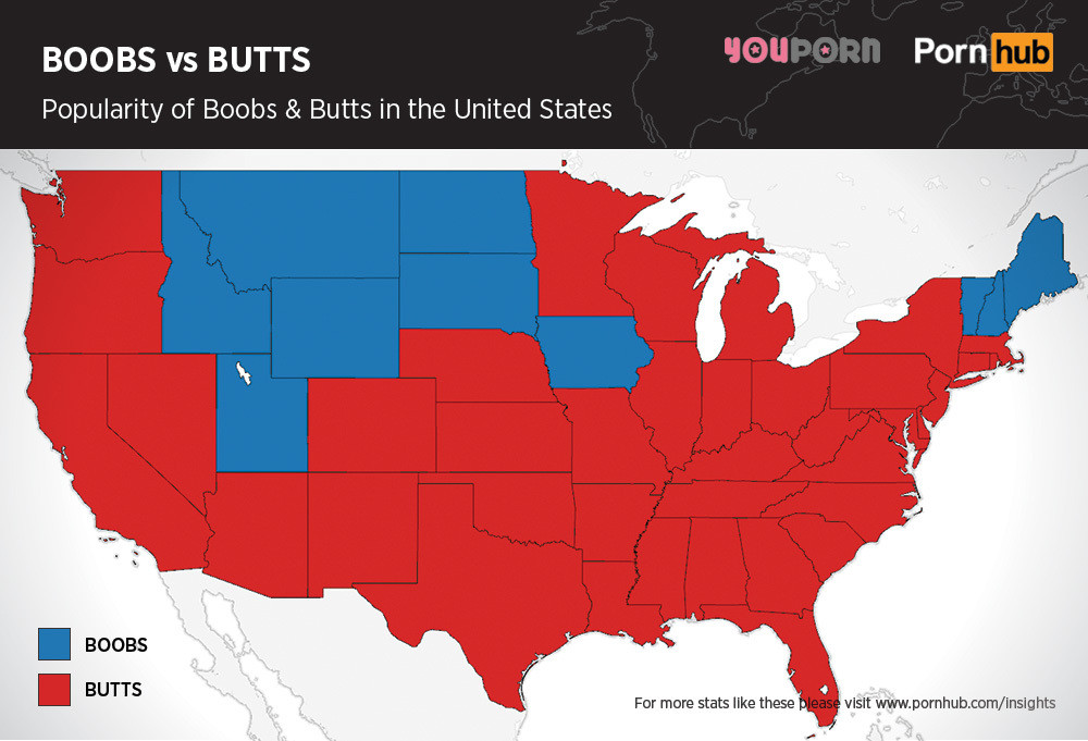 This Map Shows Where America Loves 'Butts' More Than 'Boobs