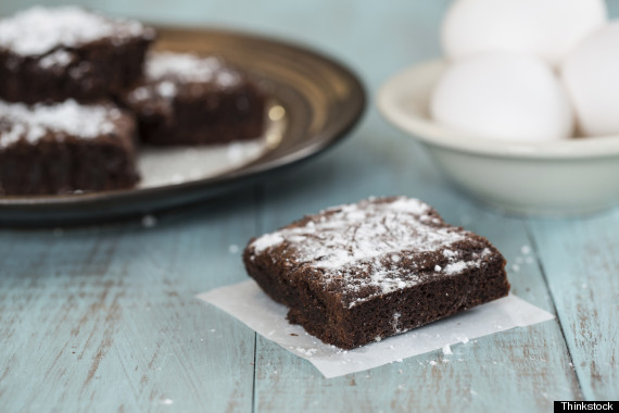 brownies dusted with powdered sugar