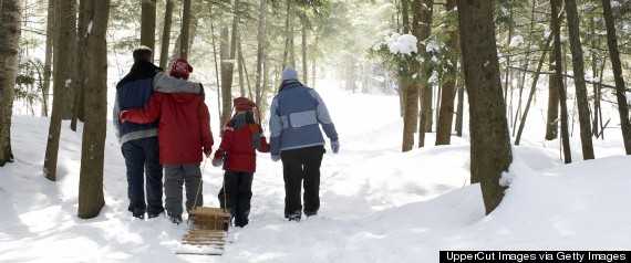 family on a winter walk