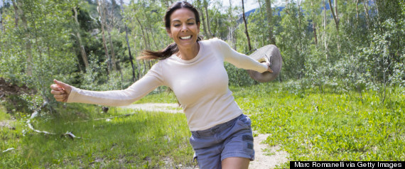 woman skipping