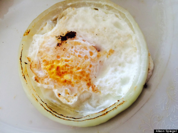 fried egg in onion