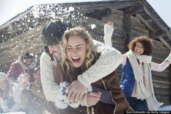 laughing in snow