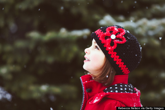 happy kid in snow