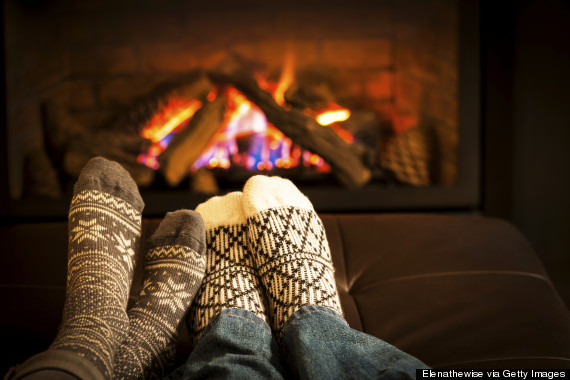 fireplace cuddling winter