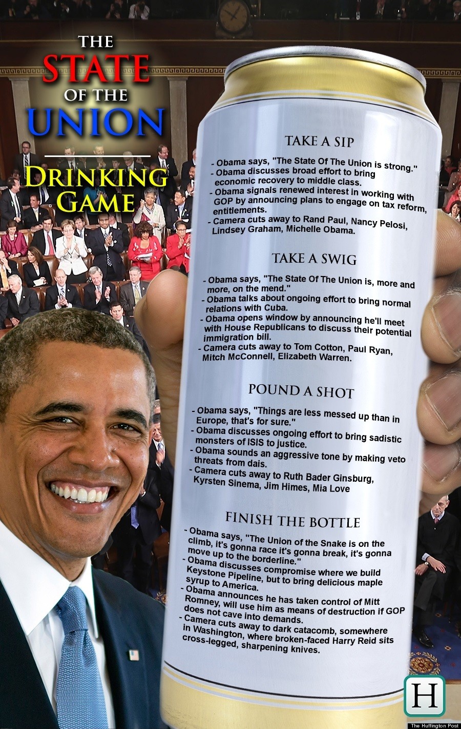 huffington post sotu drinking game revised