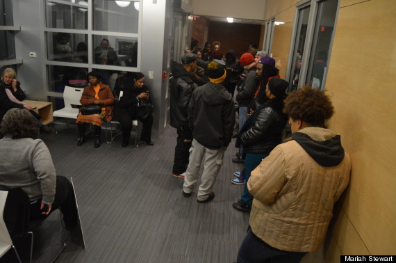 protesters waiting inside police station