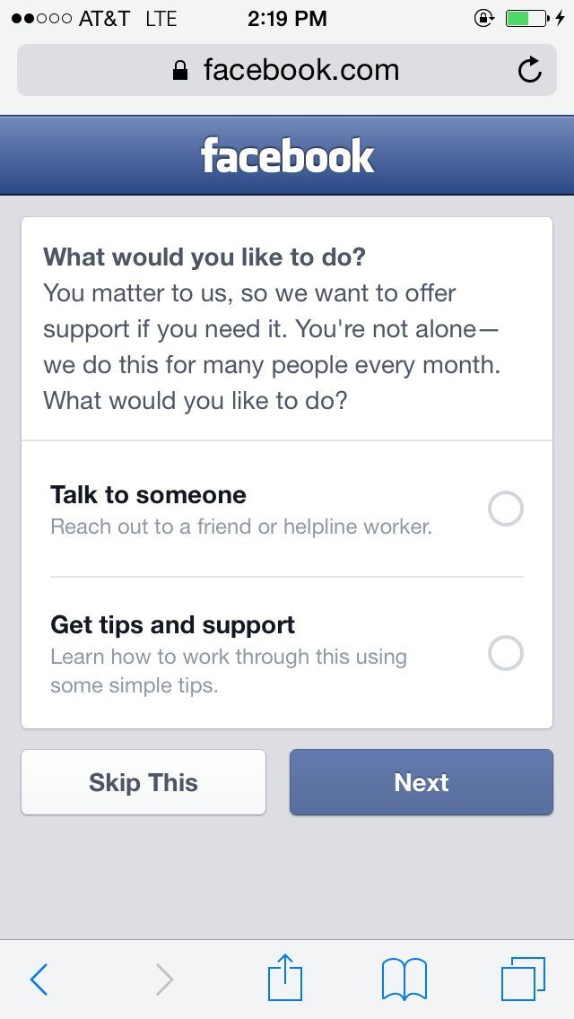 facebook suicide prevention