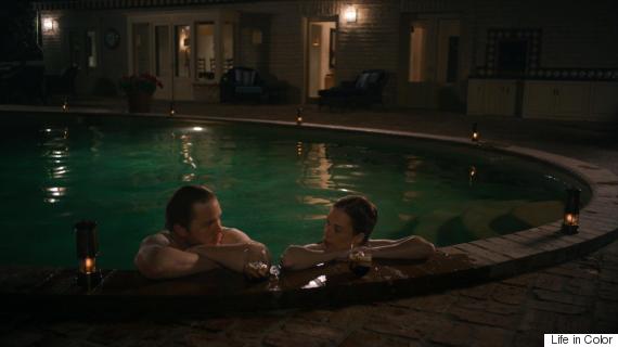 color of the night pool scene