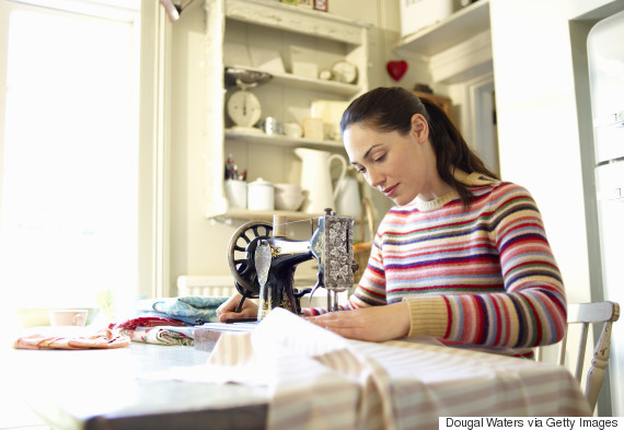 woman crafts at home