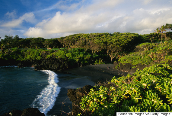 black sand beach