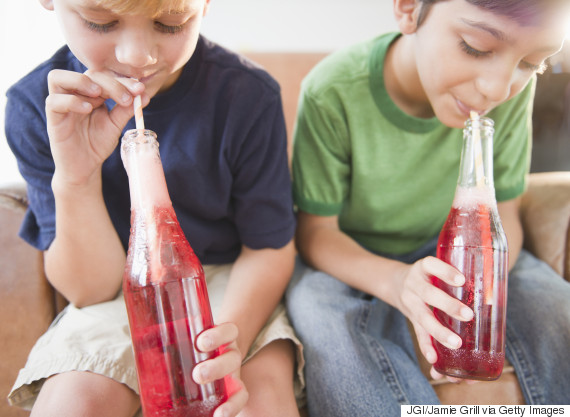 kids drinking soda