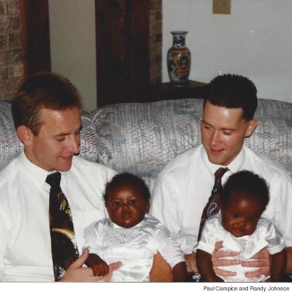 Paul Campion and Randy Johnson with Tevin and Tyler, 1995.