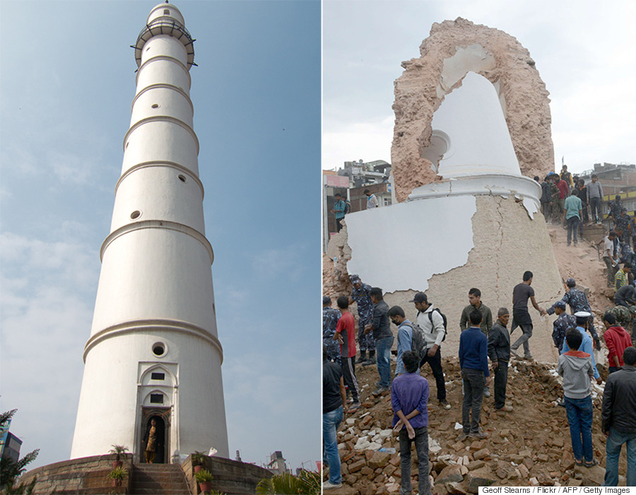 Historic Dharahara Tower Collapses In Nepal Earthquake Huffpost