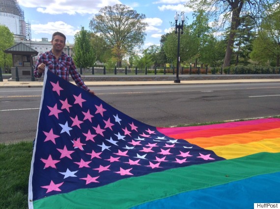 Eddie Reynoso with his Pride Constellation flag.