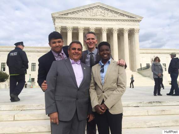 Kentucky plaintiffs Michael DeLeon and Greg Bourke, with their children Isaiah and Bella.