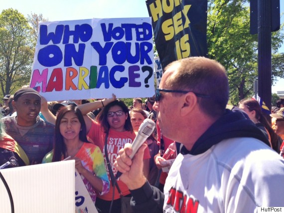 David Grisham faces off against marriage equality supporters.