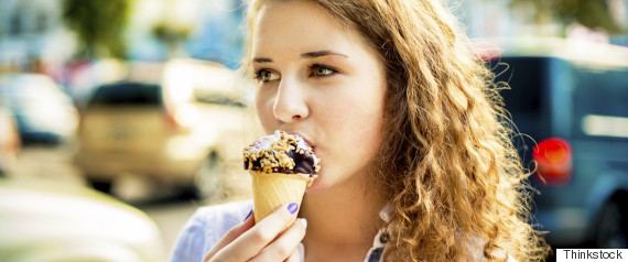 woman eating ice cream