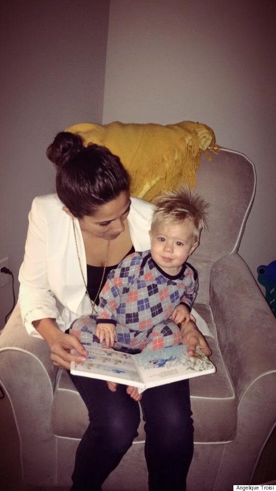 mom reading to son