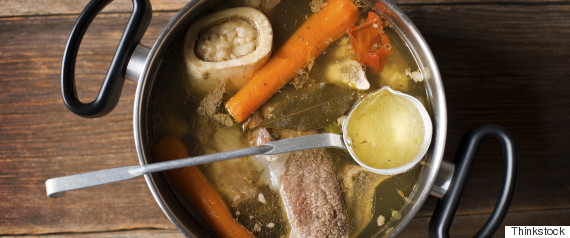 bone broth in a stock pot