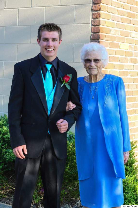 teen takes great grandma to prom