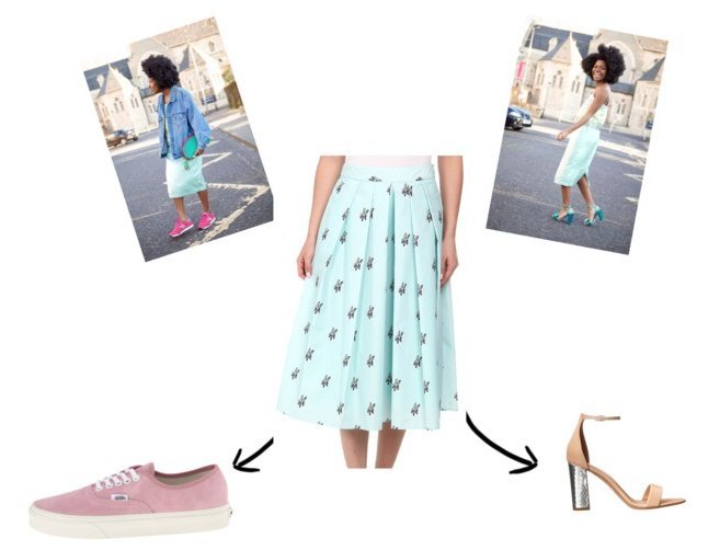 polyvore midi skirt