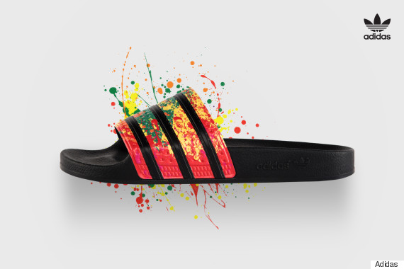 adidas rainbow slippers