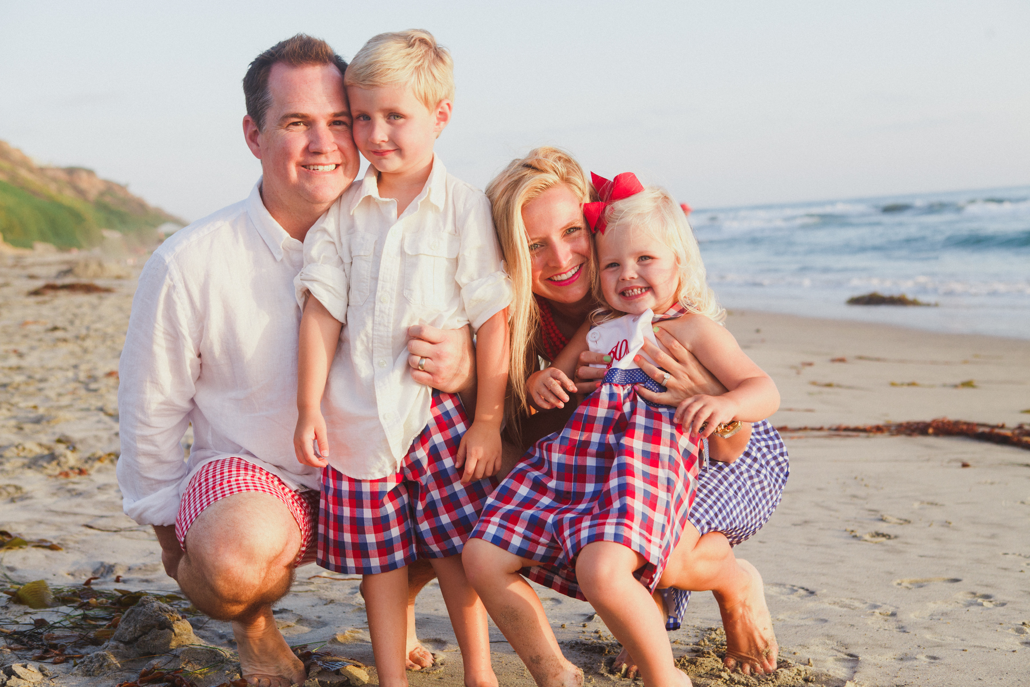 red white and blue family photo