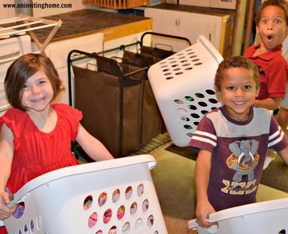 family doing laundry