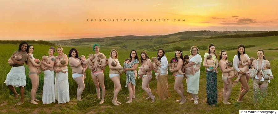 Nudist female breastfeeding