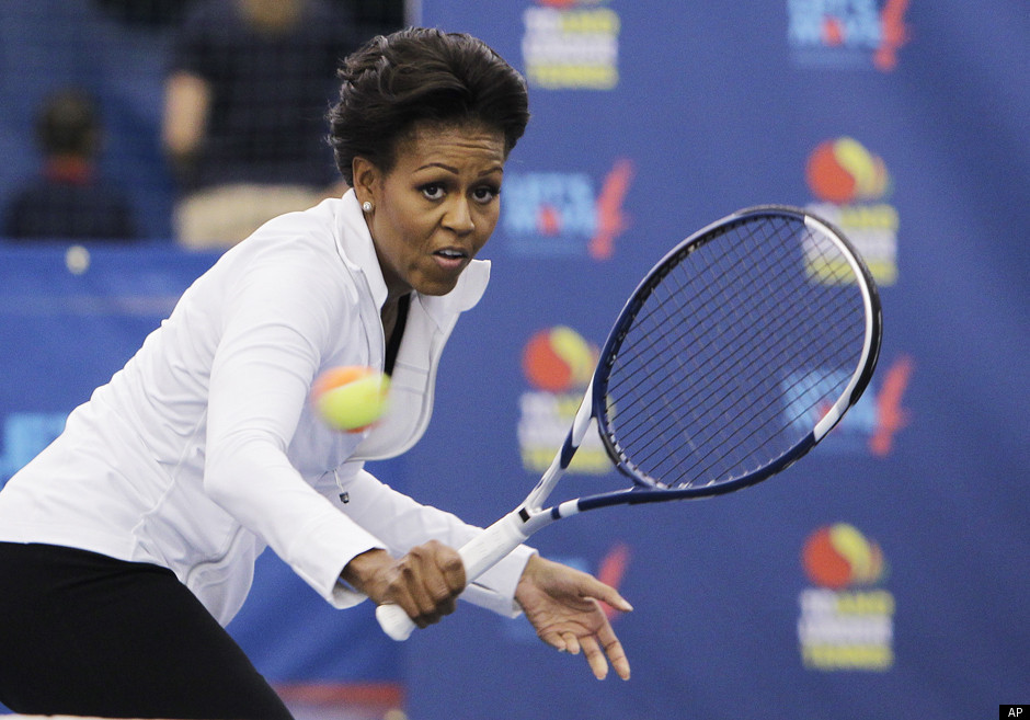 Michelle Obama Wears White For 'Let's Move!' At The U.S. Open (PHOTOS