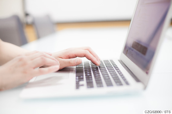 woman using laptop