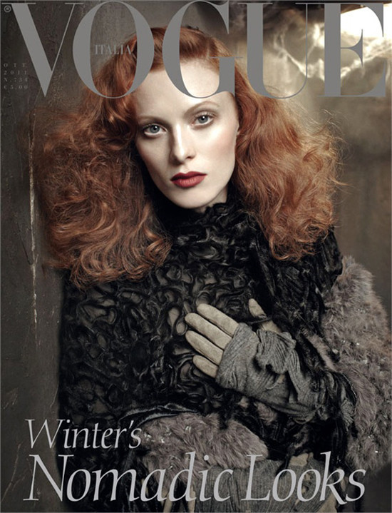 Karen Elson Covers Vogue Italia In An Intense Amount Of Layers ...