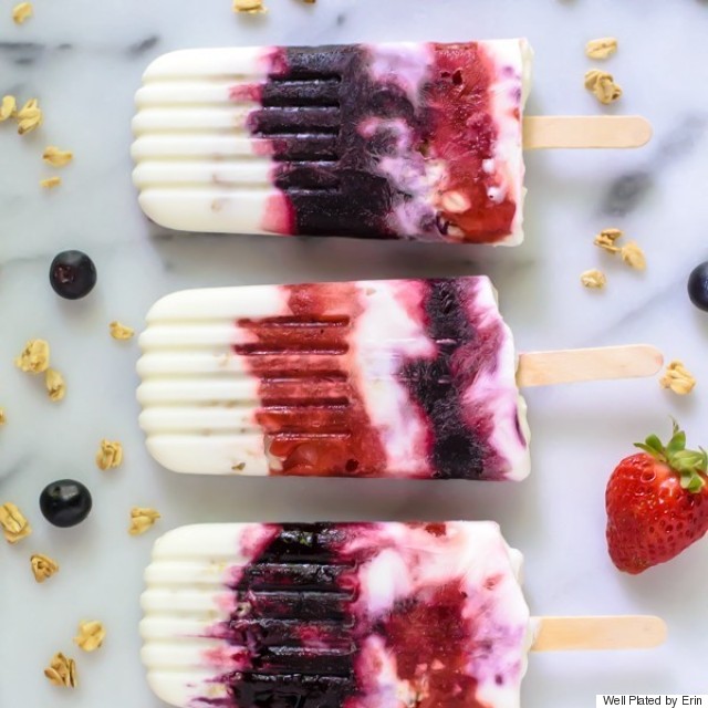 berry parfait yogurt popsicles