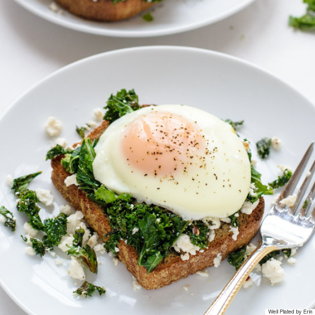 kale feta and egg toast