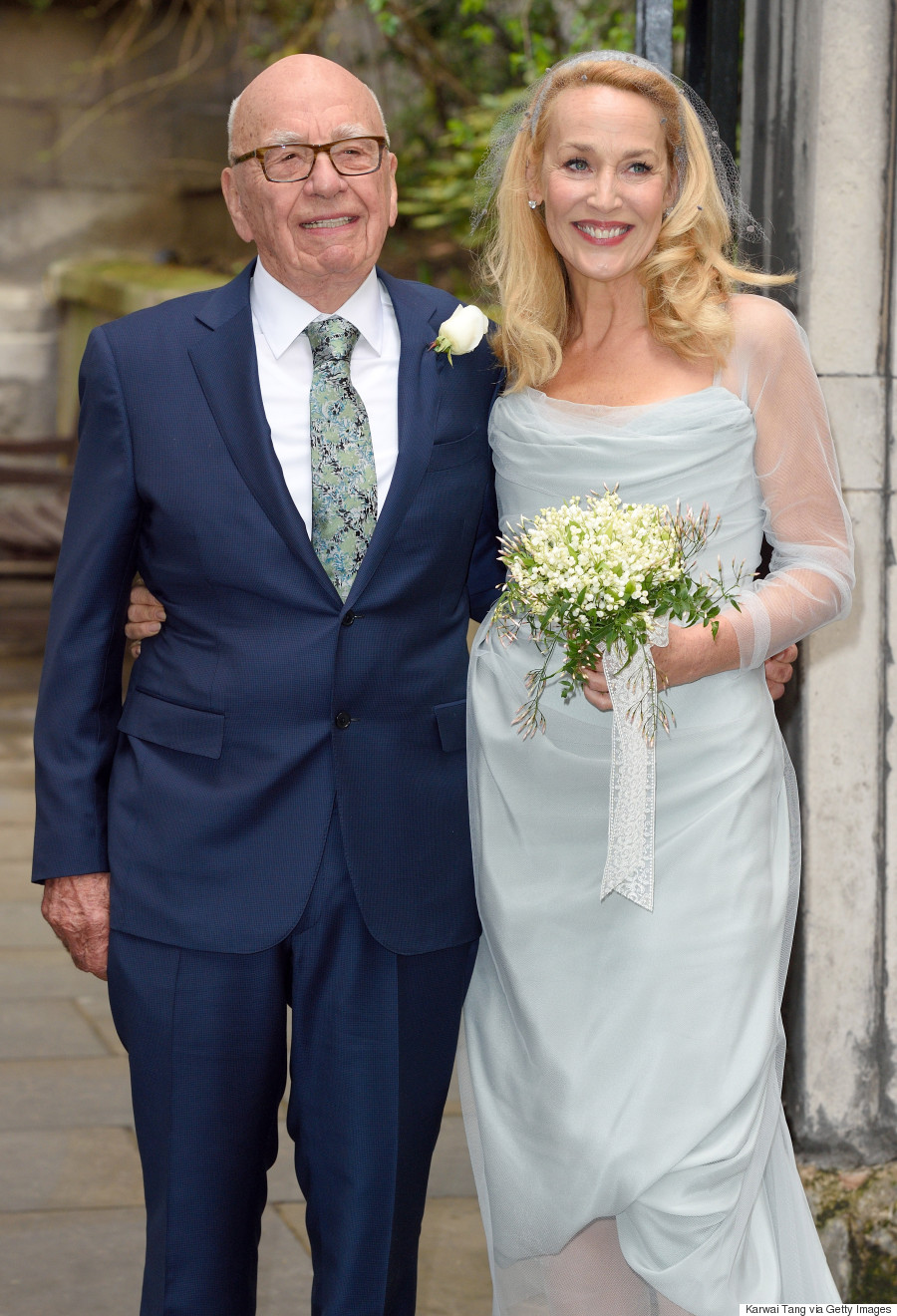 Jerry Hall Looks Stunning In Vivienne Westwood Wedding Dress As She ...