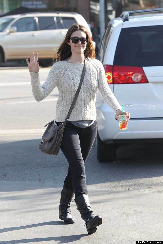 Emmy Rossum In Cozy Cable Knit: Look Of The Day | HuffPost Life