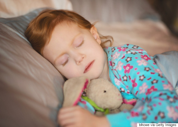 kids sleeping with bunny